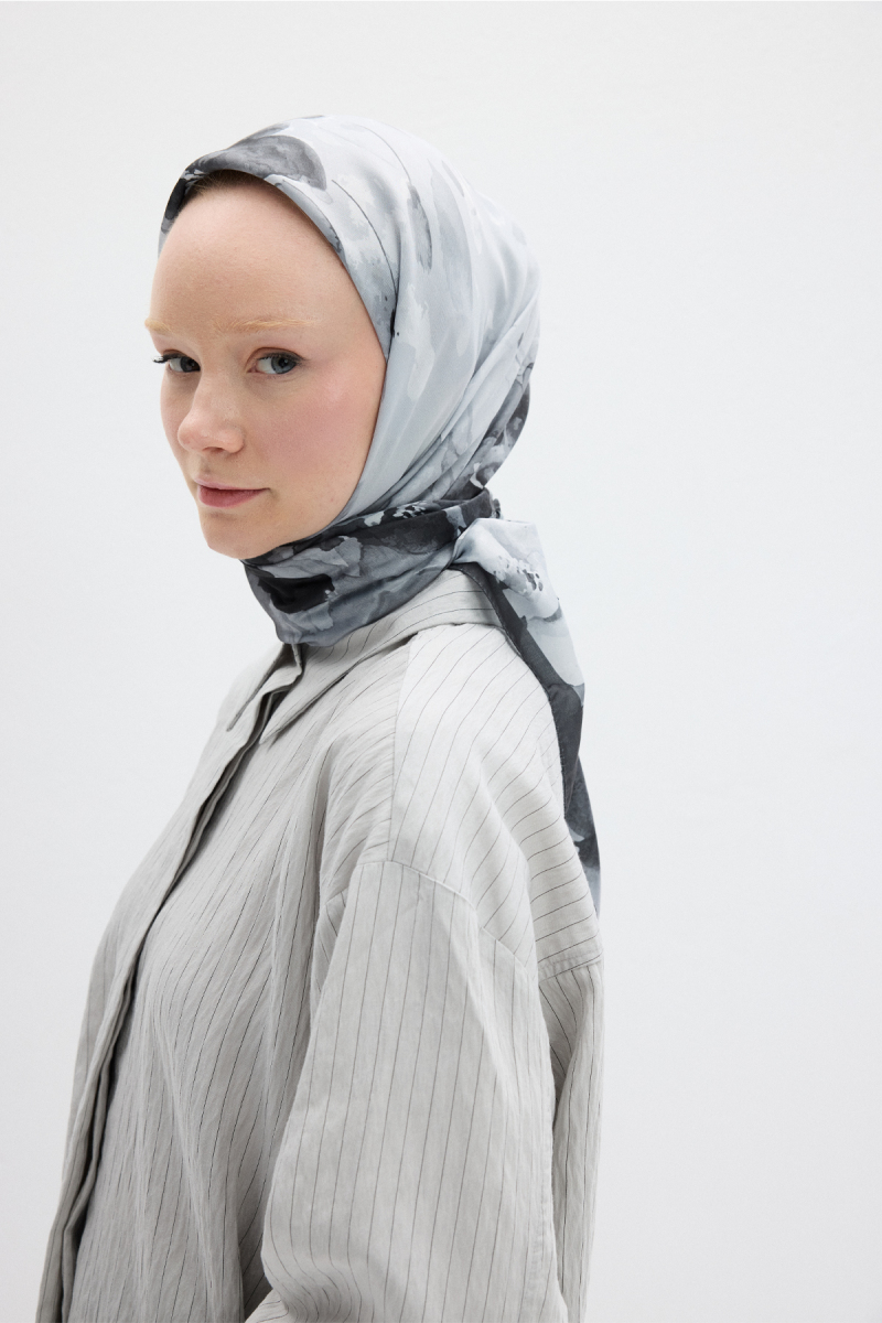 Fiore Desen Soft Eşarp - Siyah - 1