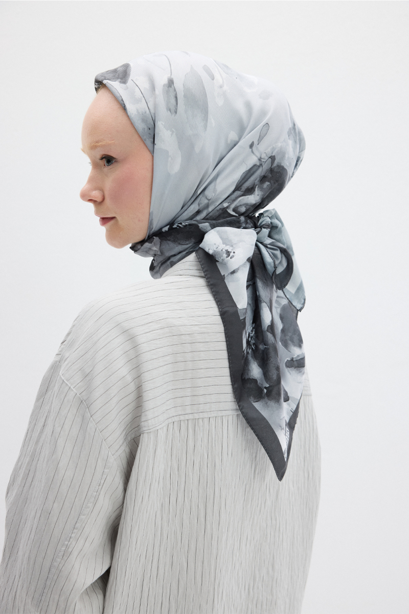 Fiore Desen Soft Eşarp - Siyah - 3