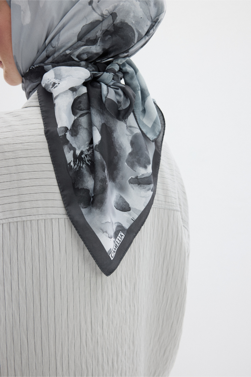 Fiore Desen Soft Eşarp - Siyah - 4