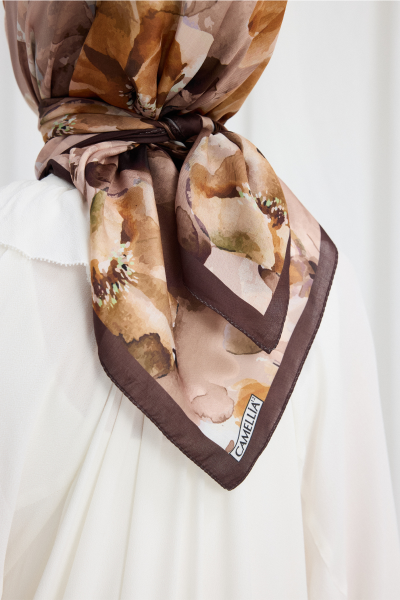 Fiore Desen Soft Eşarp - Vizon - 4