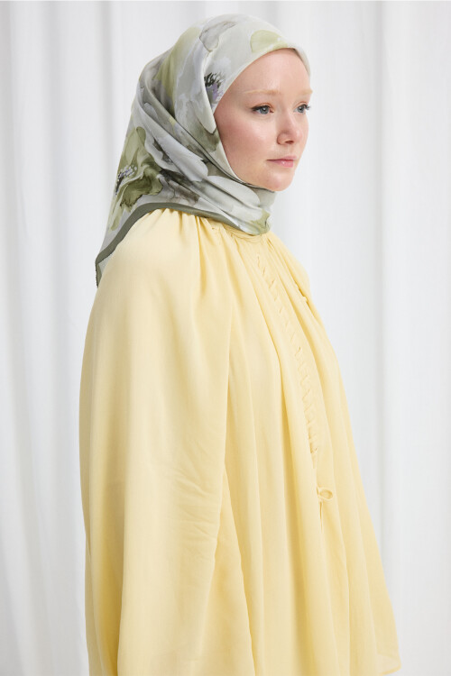 Fiore Desen Soft Eşarp - Yeşil 
