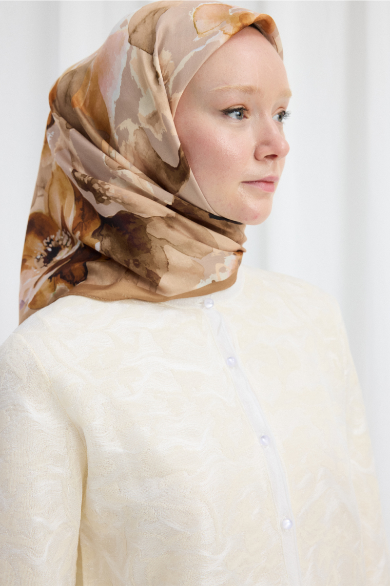 Fiore Desen Soft Eşarp - Bej - 3