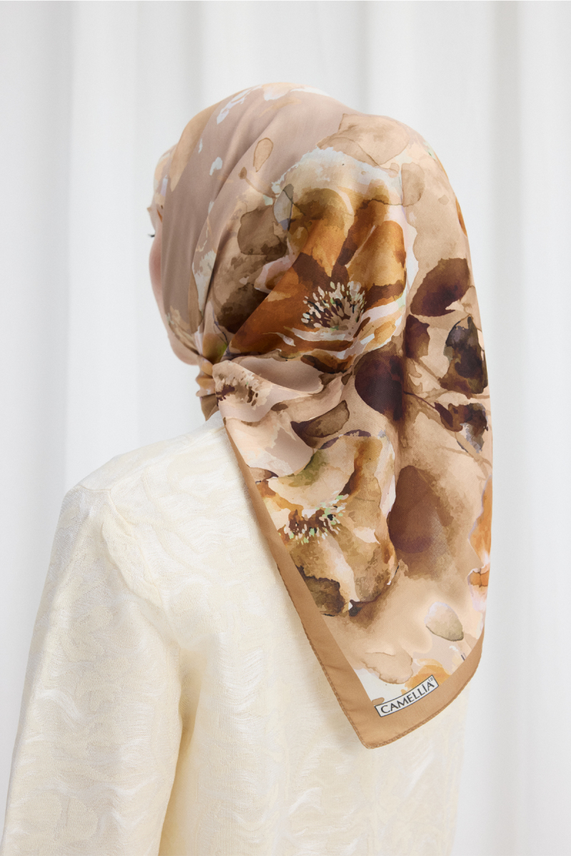 Fiore Desen Soft Eşarp - Bej - 4