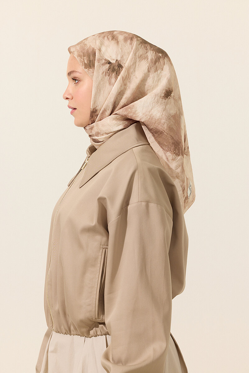 Flora Pamuk Viskon Eşarp - Kum - 3