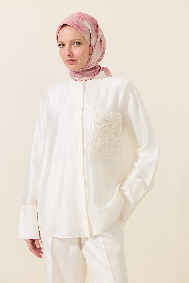 Flora Pamuk Viskon Eşarp - Pembe - 1