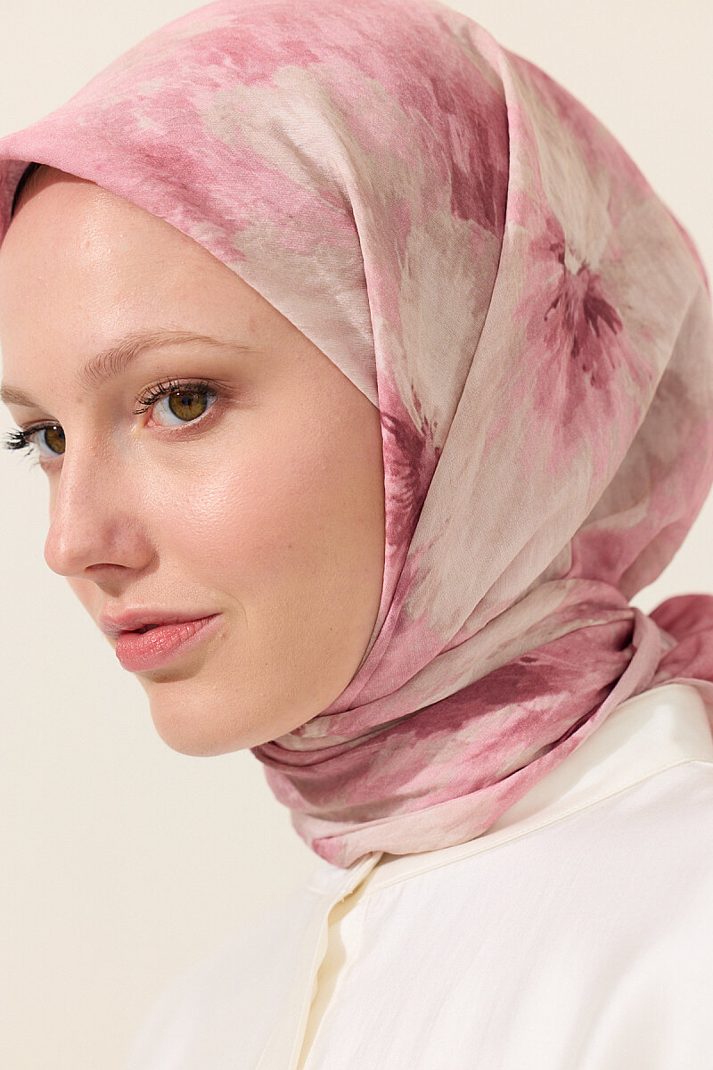 Flora Pamuk Viskon Eşarp - Pembe - 4