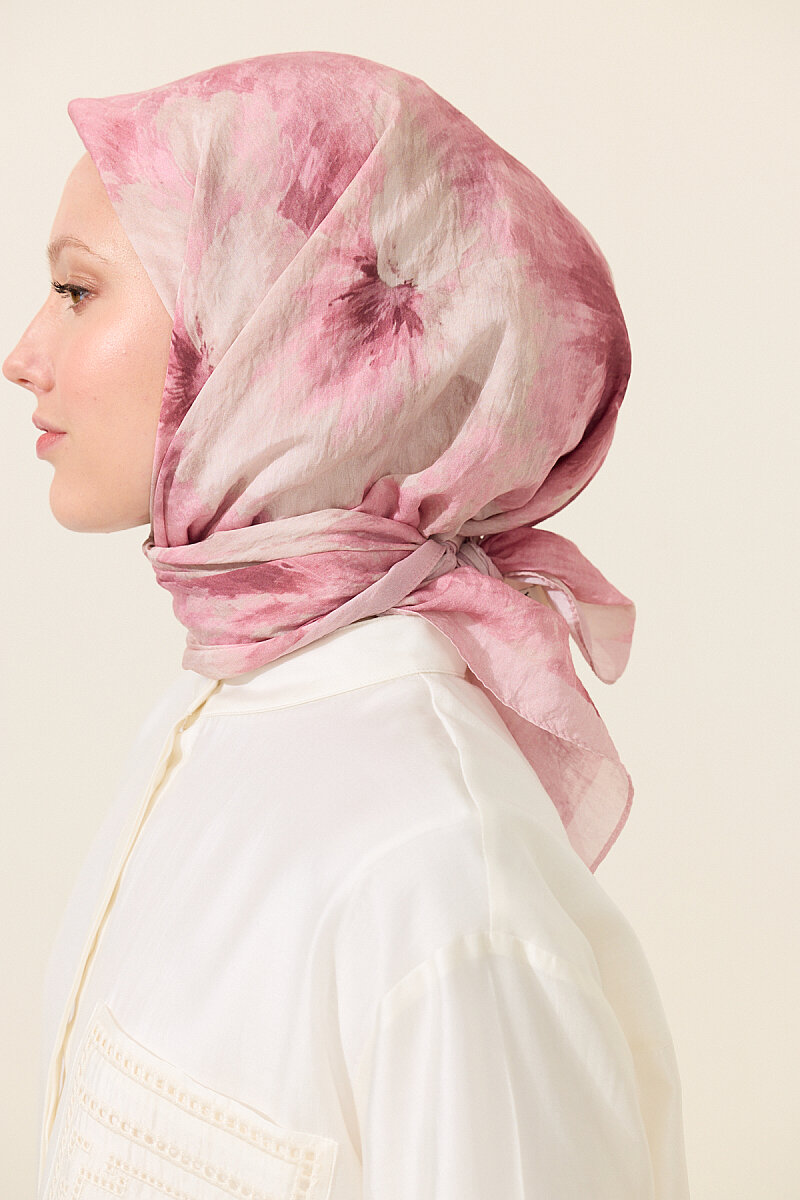 Flora Pamuk Viskon Eşarp - Pembe - 2