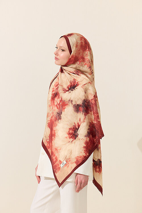 Flora Pamuk Viskon Şal - Bordo - Camellia Scarfs (1)