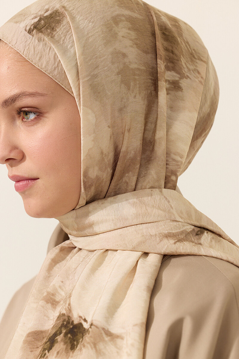 Flora Pamuk Viskon Şal - Kum - 4