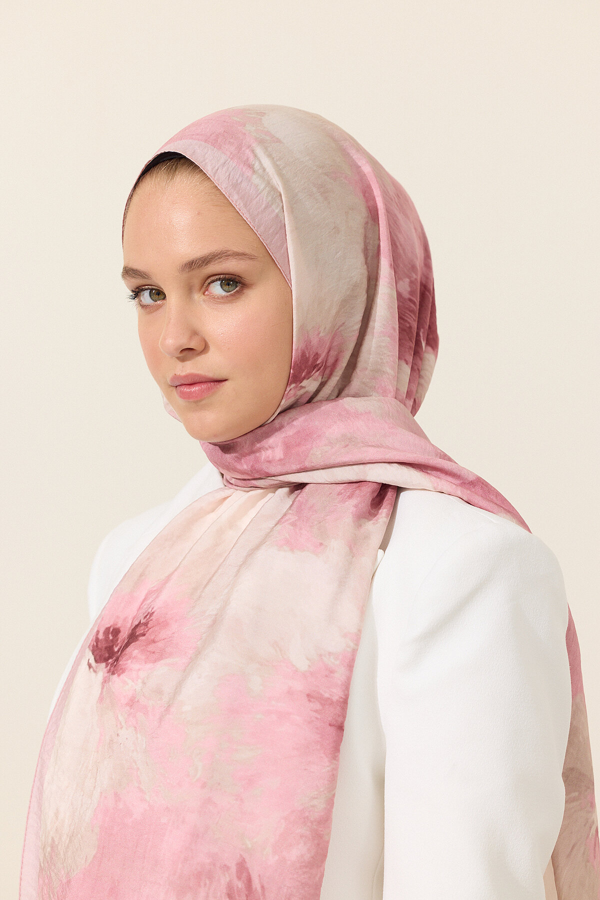 Flora Pamuk Viskon Şal - Pembe - Camellia Scarfs (1)