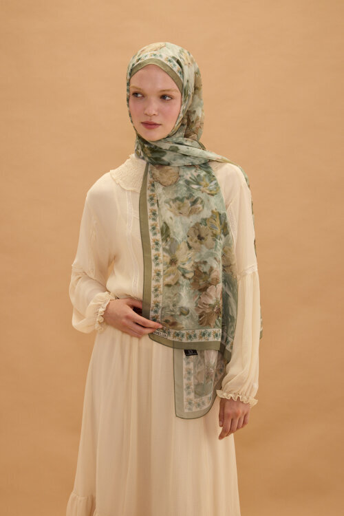 Floransa İpek Krep Şal - Çağla - Camellia Scarfs