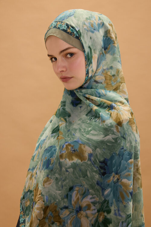 Floransa İpek Krep Şal - Mint - Camellia Scarfs (1)