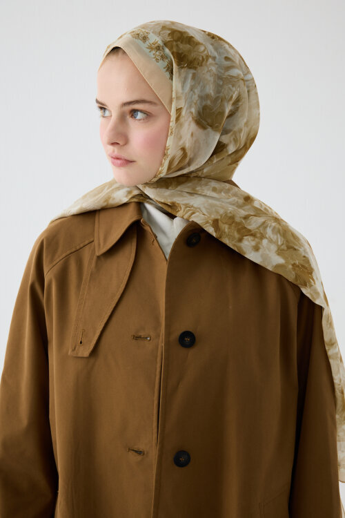 Floransa İpek Krep Şal - Tereyağ Sarısı - Camellia Scarfs (1)