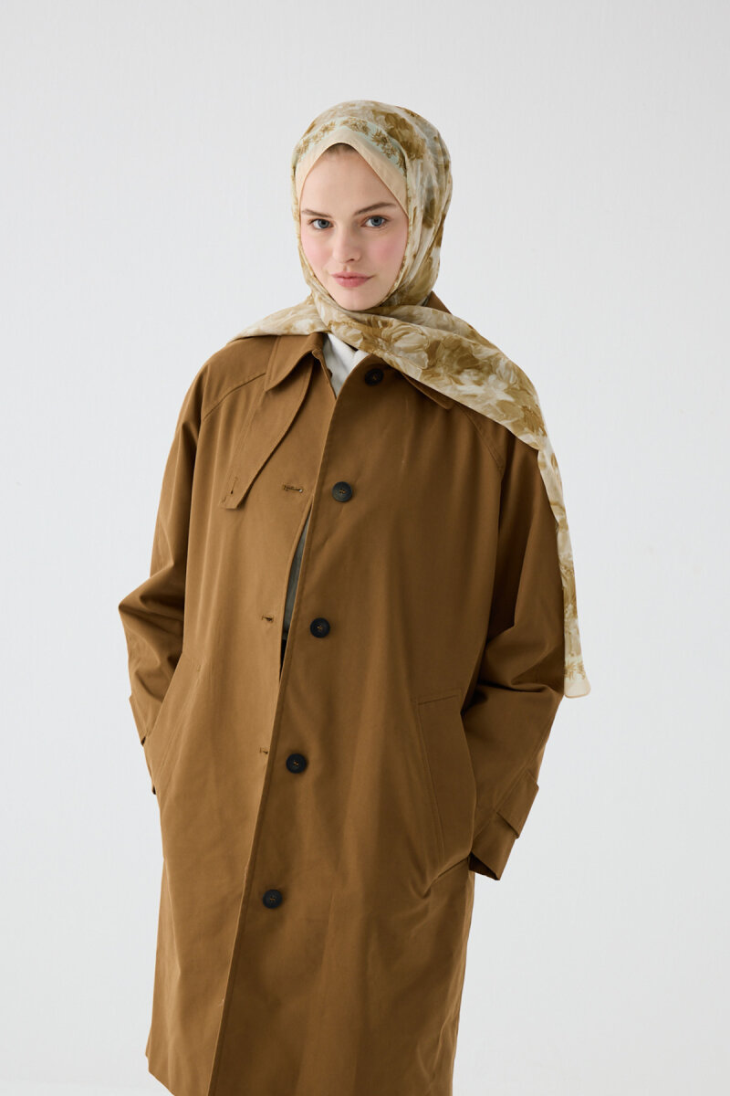 Floransa İpek Krep Şal - Tereyağ Sarısı - 1