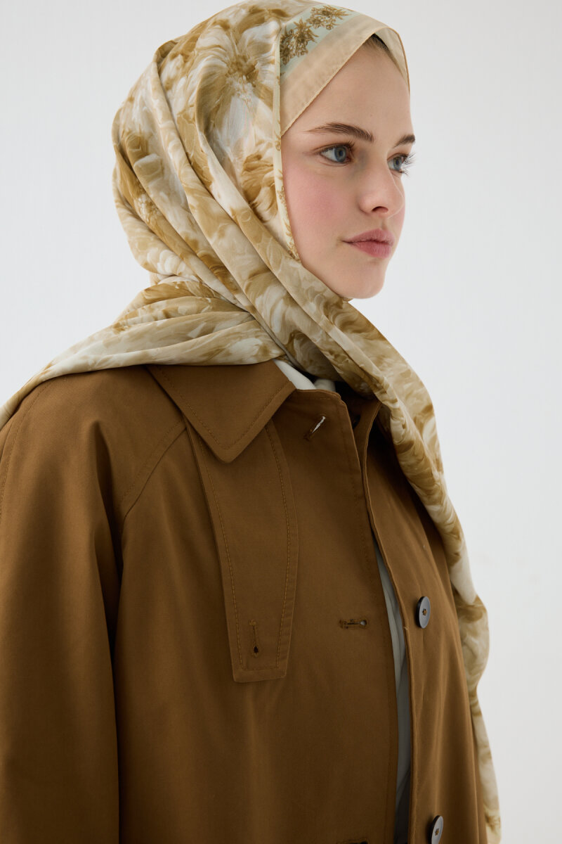 Floransa İpek Krep Şal - Tereyağ Sarısı - 3