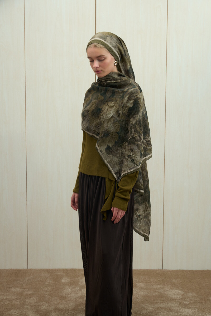 Frosted Bloom Müslin Şal - Çağla - 2