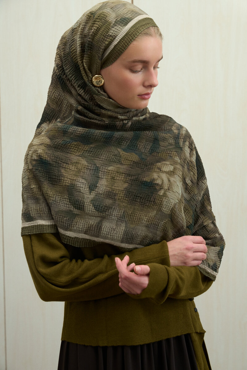 Frosted Bloom Müslin Şal - Çağla - 3