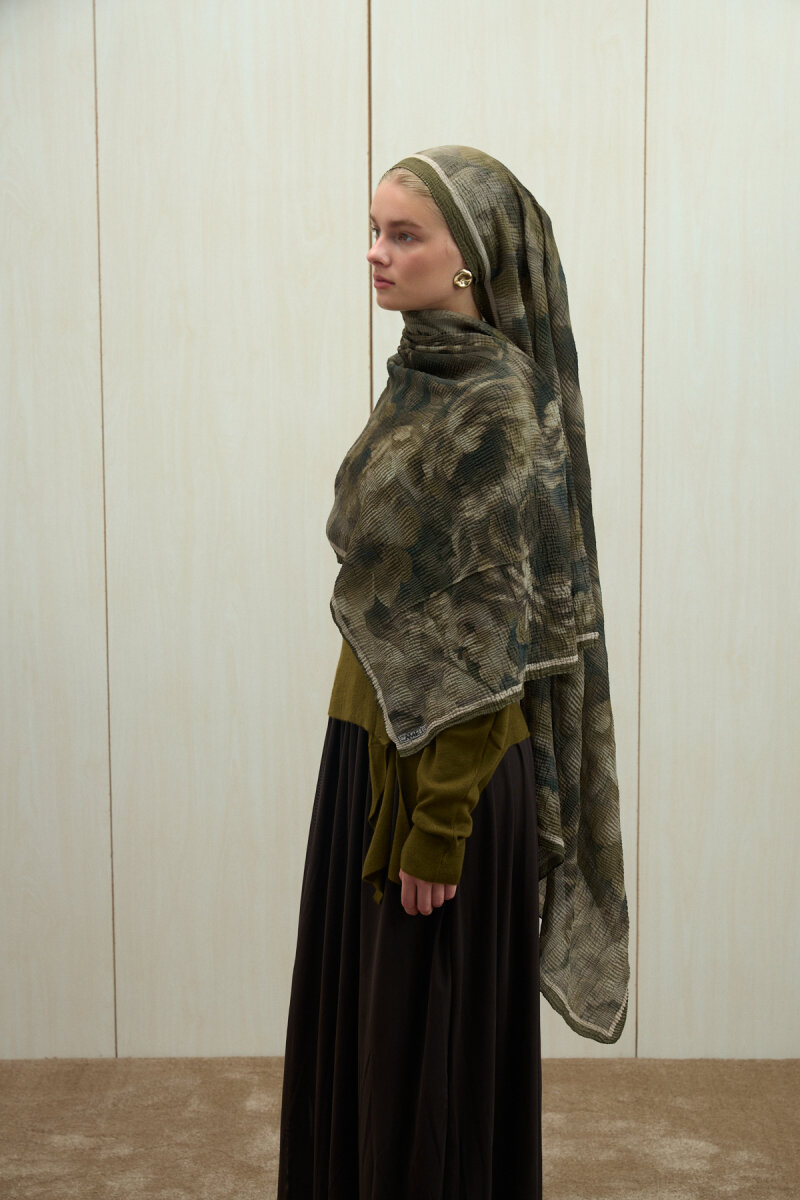 Frosted Bloom Müslin Şal - Çağla - 4