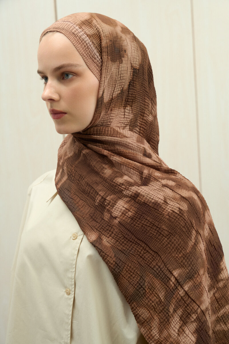 Frosted Bloom Müslin Şal - Karamel - 4