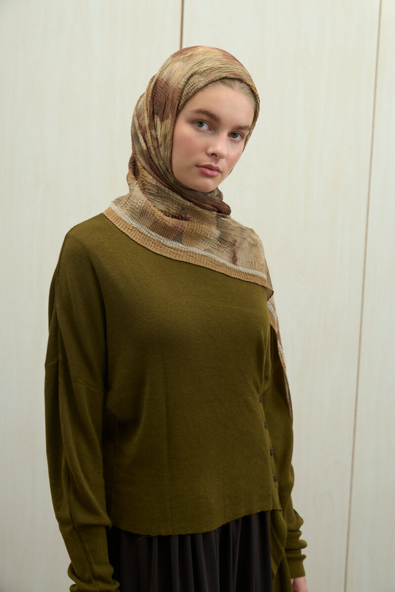 Frosted Bloom Müslin Şal - Safran - 3