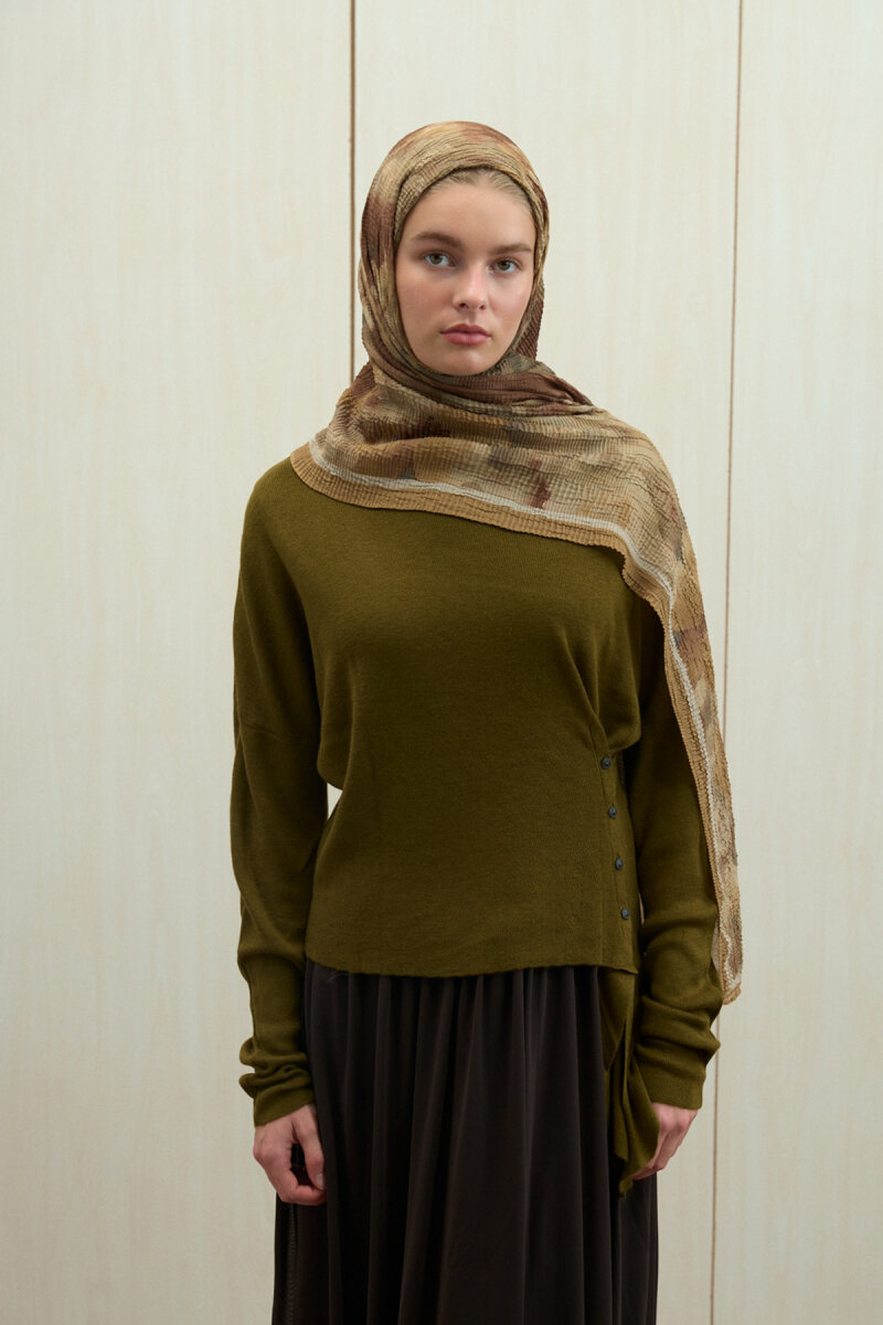 Frosted Bloom Müslin Şal - Safran - 1