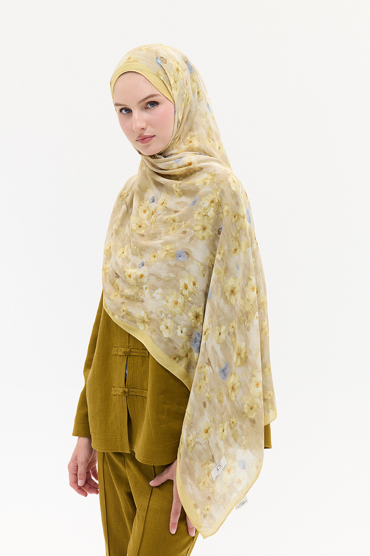 Freya Rami Şal - Sarı - Camellia Scarfs