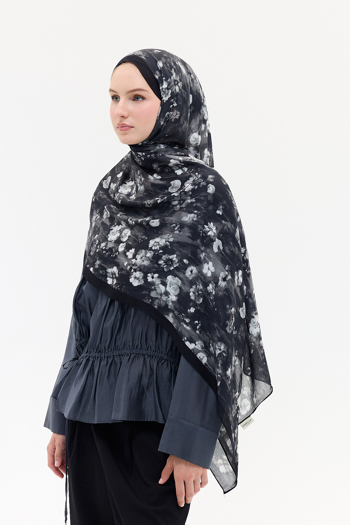 Freya Rami Şal - Siyah - Camellia Scarfs