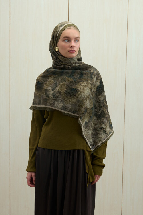 Frosted Bloom Müslin Şal - Çağla 