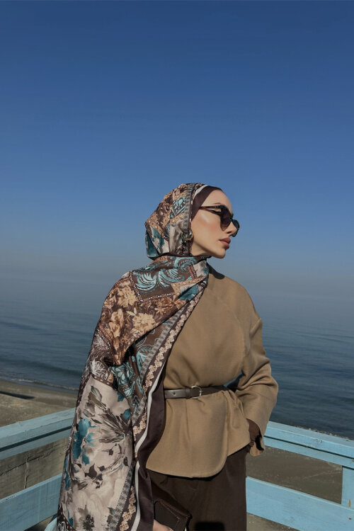 Harmony Desen Soft Şal - Acı Kahve - Camellia Scarfs (1)