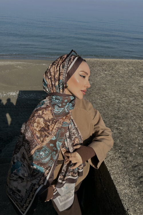 Harmony Desen Soft Şal - Acı Kahve - Camellia Scarfs