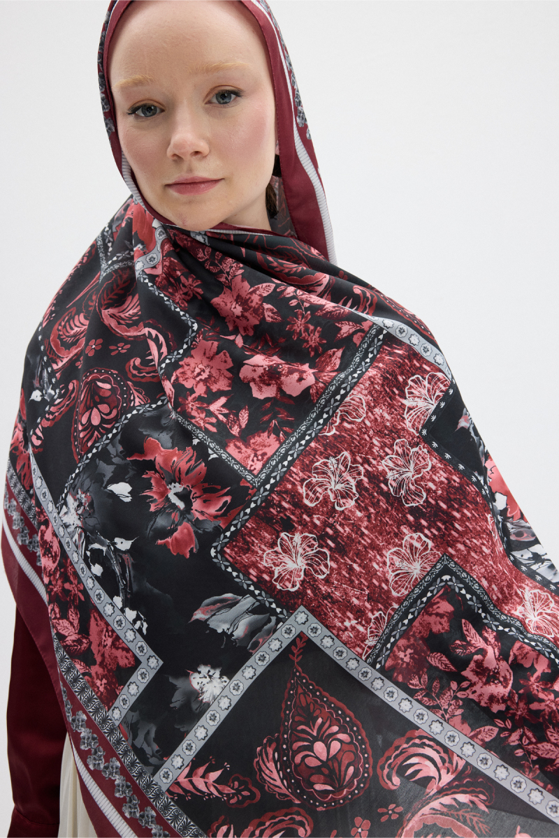 Harmony Desen Soft Şal - Bordo - 4