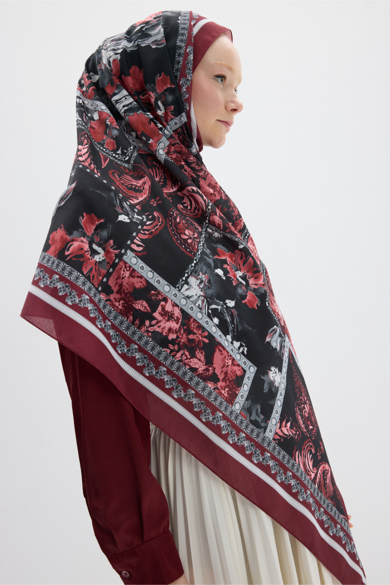 Harmony Desen Soft Şal - Bordo - 3