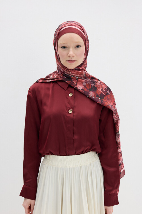 Harmony Desen Soft Şal - Cherry - Camellia Scarfs