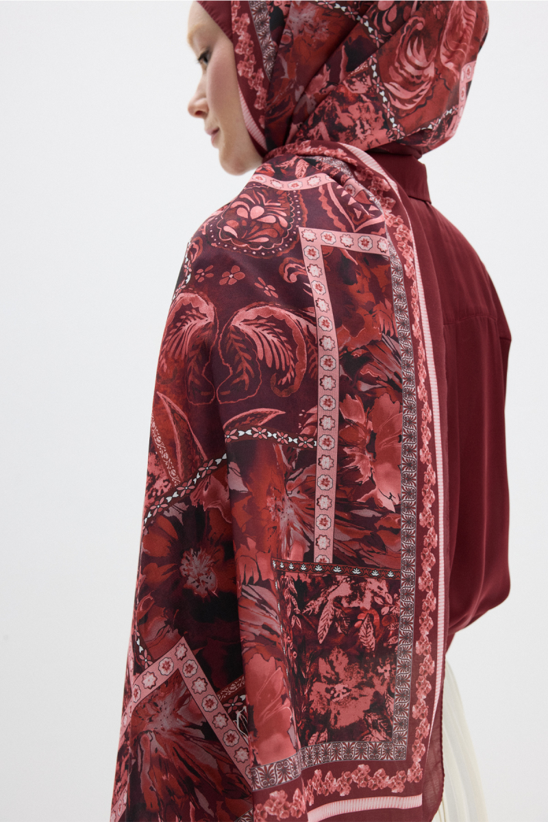 Harmony Desen Soft Şal - Cherry - 4