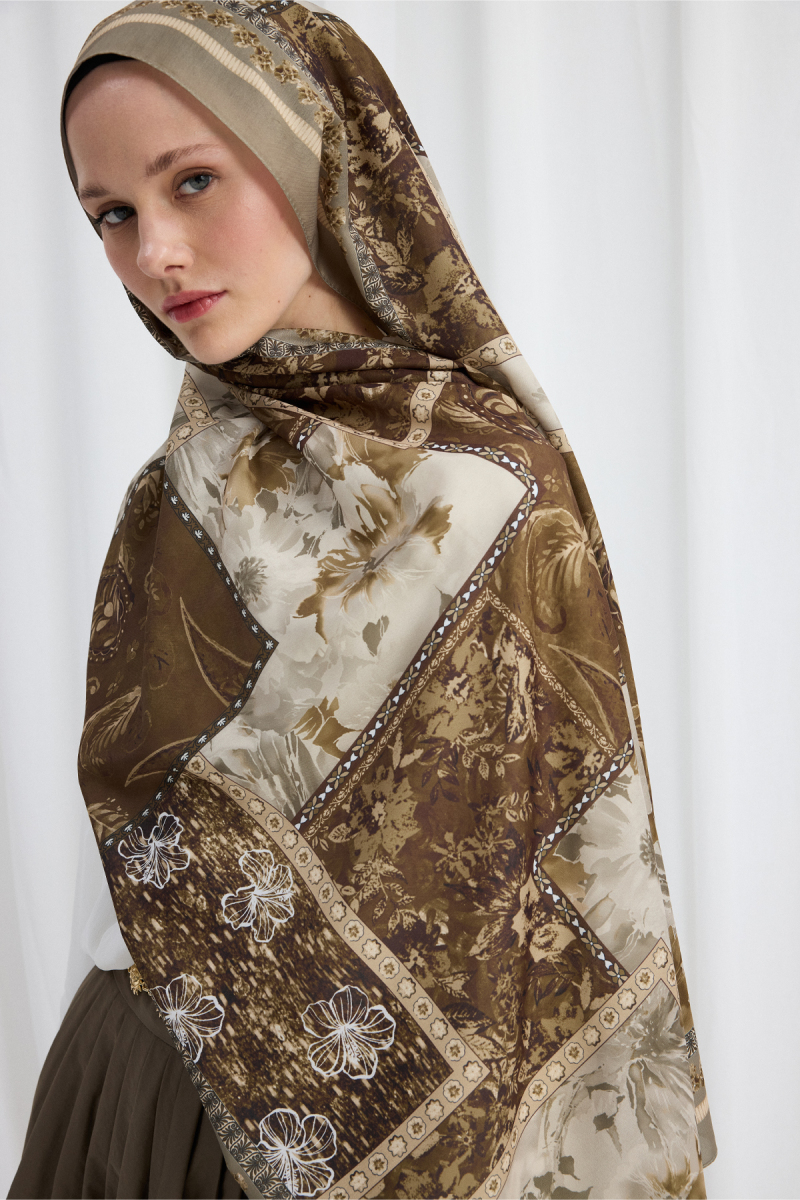 Harmony Desen Soft Şal - Haki - 4