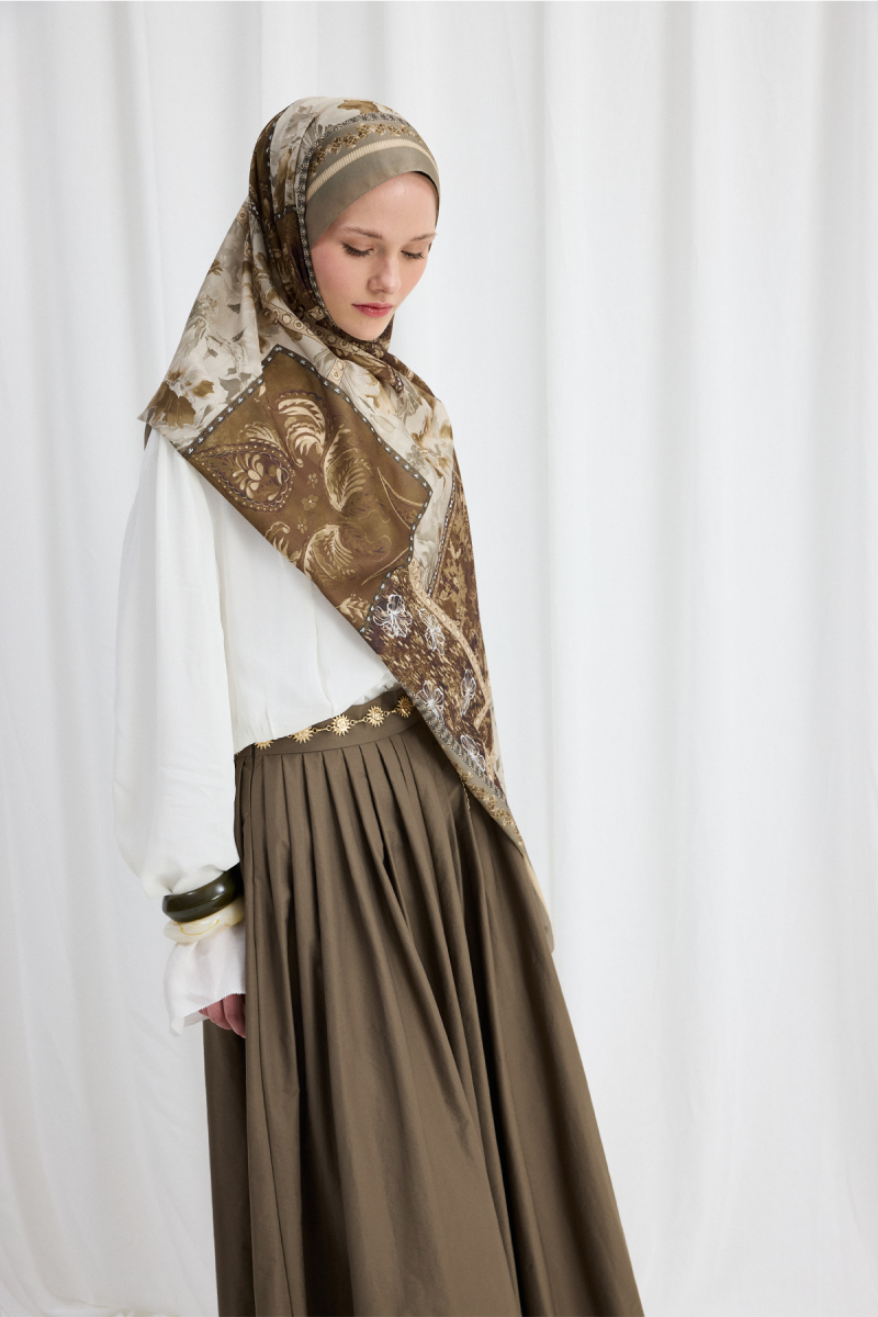 Harmony Desen Soft Şal - Haki - 3