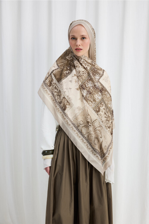 Harmony Desen Soft Şal - Kum - Camellia Scarfs (1)