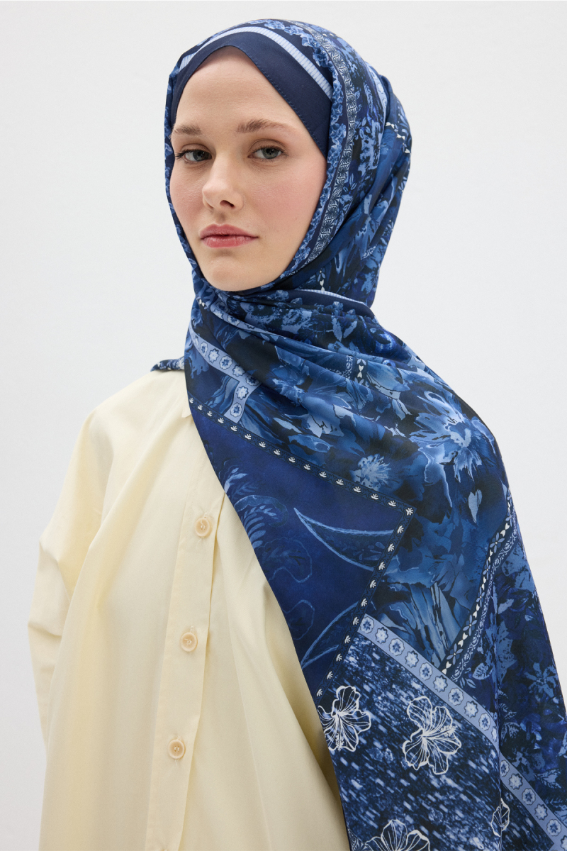 Harmony Desen Soft Şal - Lacivert - 3