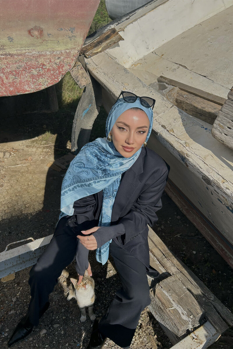 Harmony Desen Soft Şal - Mavi - 4