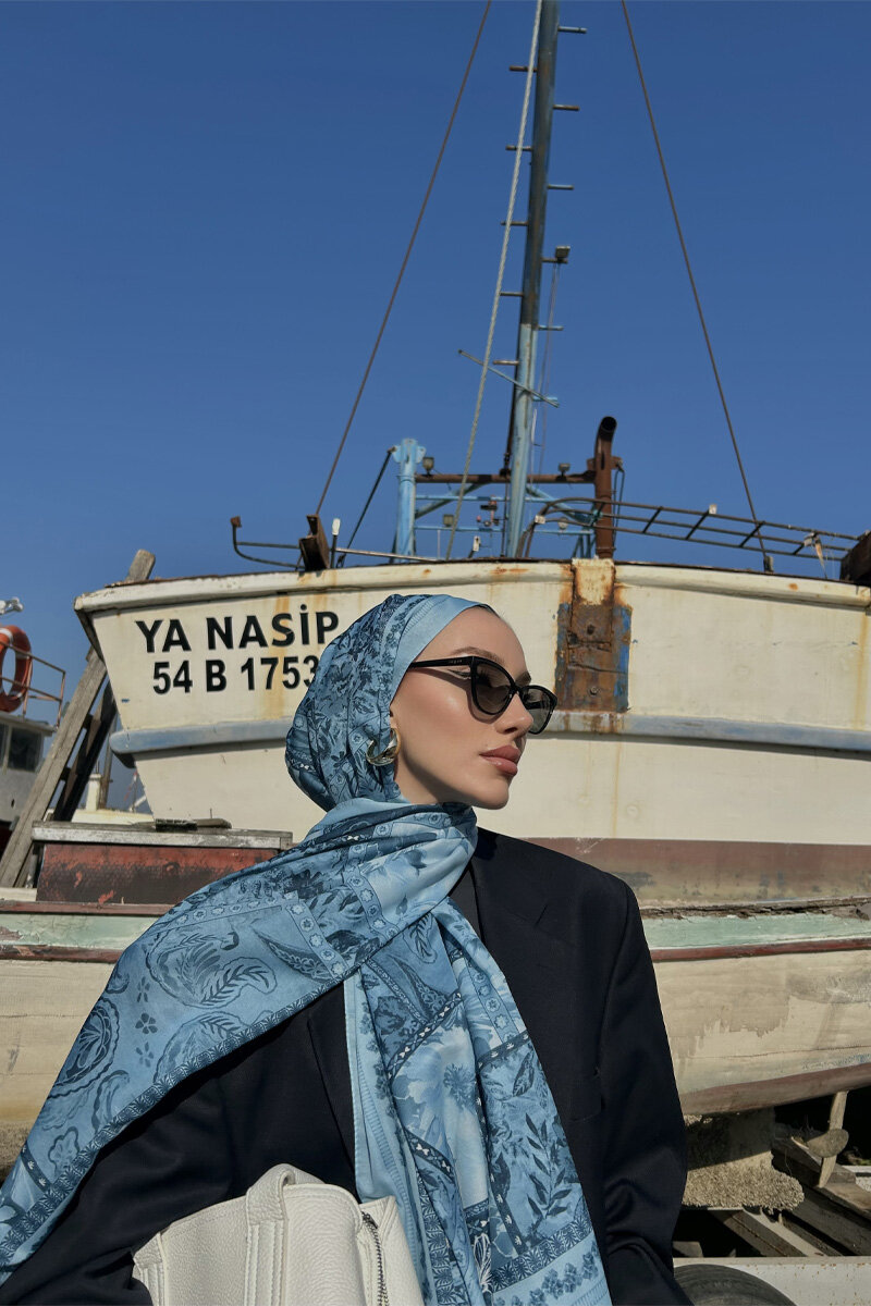 Harmony Desen Soft Şal - Mavi - 3