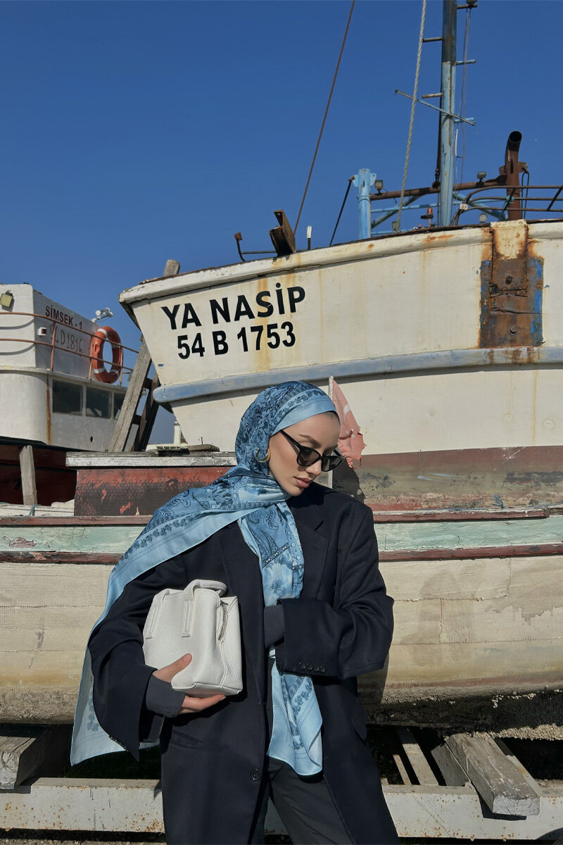 Harmony Desen Soft Şal - Mavi - 1