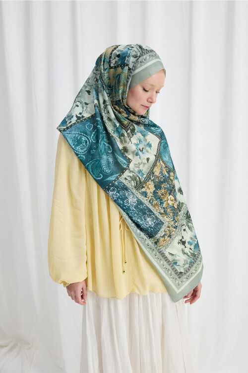 Harmony Desen Soft Şal - Mint - Camellia Scarfs (1)