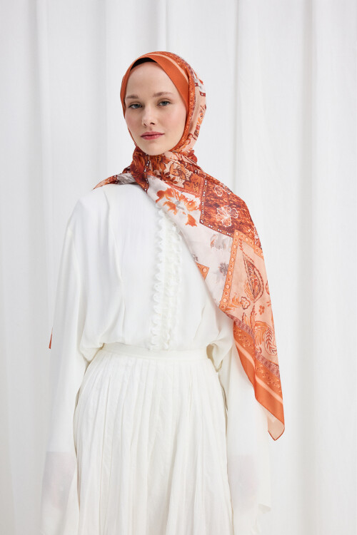 Harmony Desen Soft Şal - Oranj - Camellia Scarfs