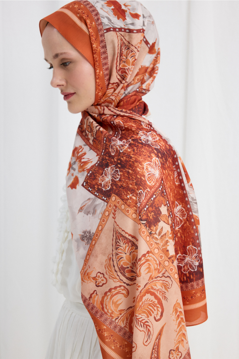 Harmony Desen Soft Şal - Oranj - 3