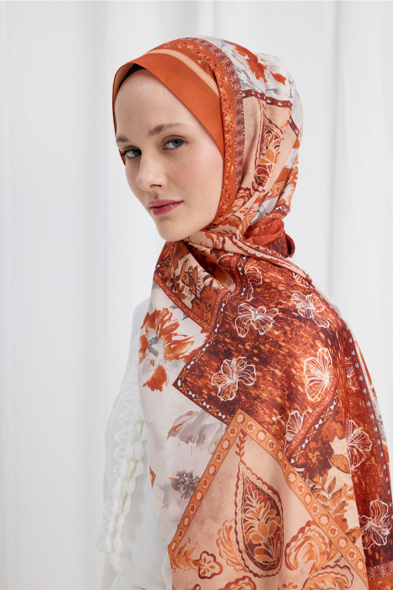 Harmony Desen Soft Şal - Oranj - 4