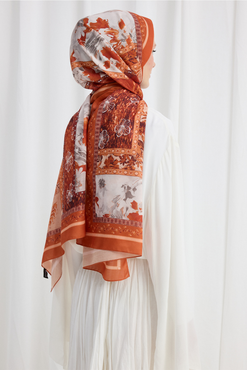 Harmony Desen Soft Şal - Oranj - 2