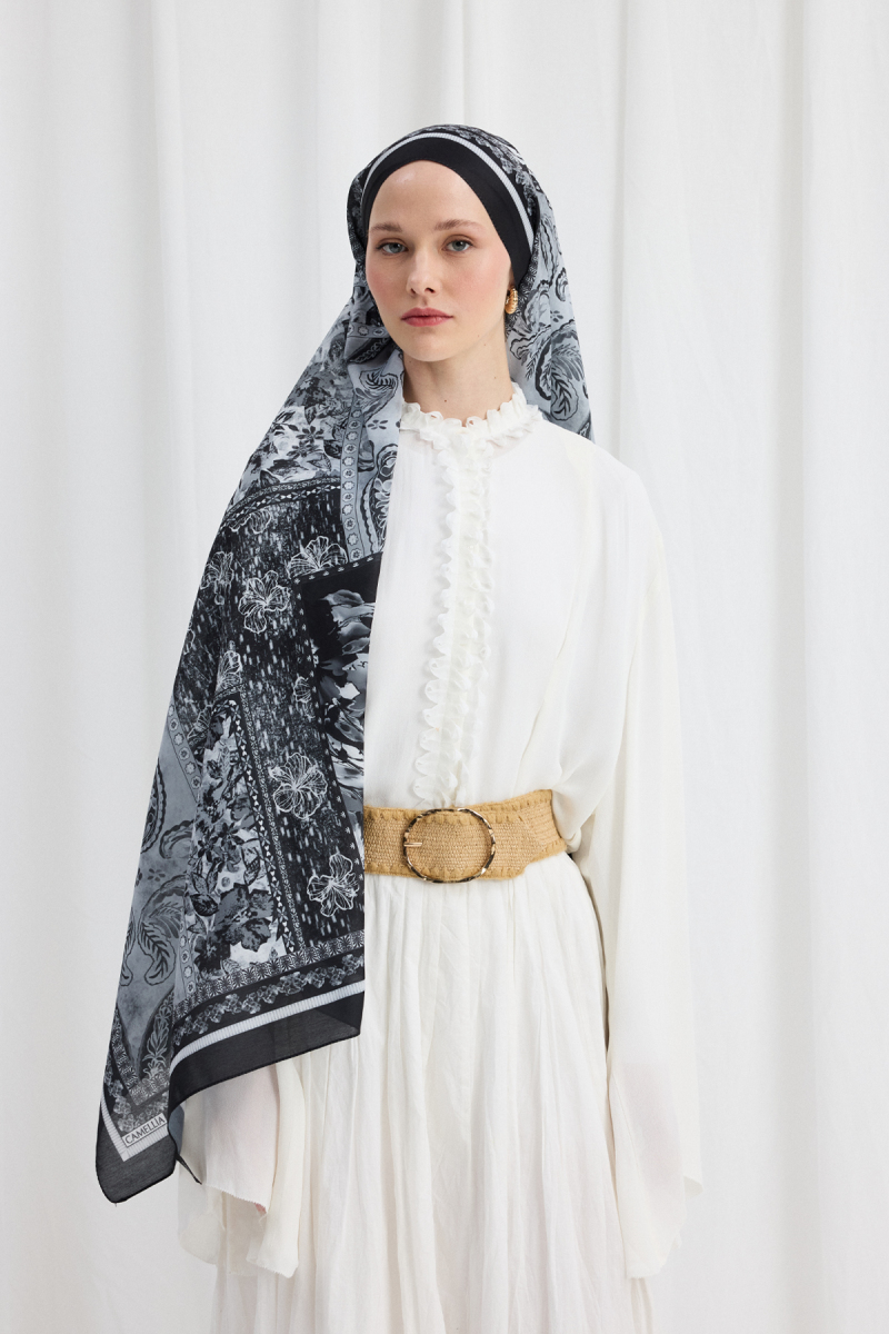 Harmony Desen Soft Şal - Siyah - 1