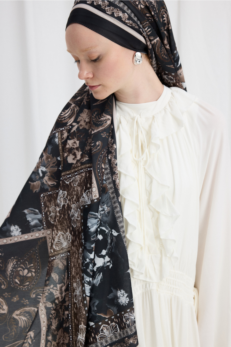 Harmony Desen Soft Şal - Siyah - Kahve - 4