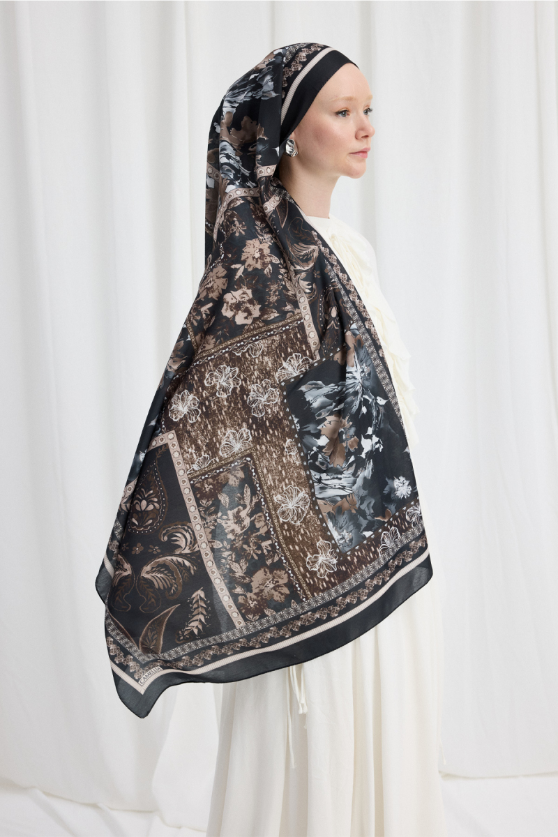 Harmony Desen Soft Şal - Siyah - Kahve - 3