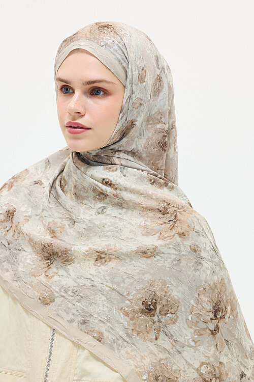 Hazel Kraş Şal - Kum - Camellia Scarfs (1)